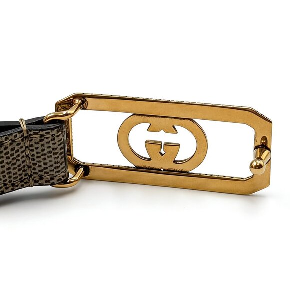 Gucci Women’s Interlocking G Buckle Thin Belt Beige Ebony110cm 751556 main image 5